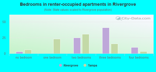 Bedrooms in renter-occupied apartments in Rivergrove