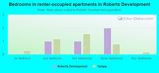 Bedrooms in renter-occupied apartments in Roberts Development
