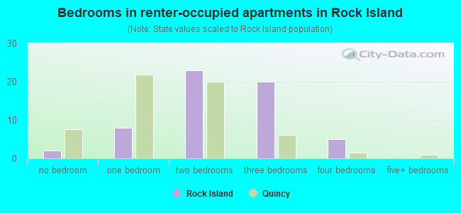 Bedrooms in renter-occupied apartments in Rock Island