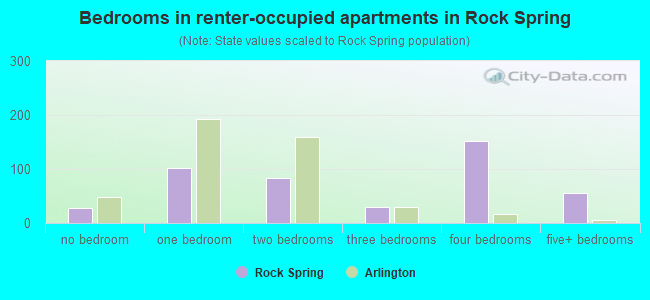 Bedrooms in renter-occupied apartments in Rock Spring