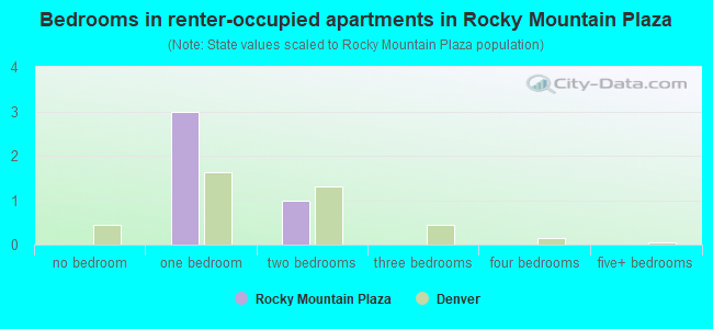 Bedrooms in renter-occupied apartments in Rocky Mountain Plaza