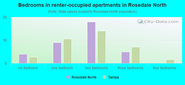 Bedrooms in renter-occupied apartments in Rosedale North