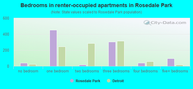 Bedrooms in renter-occupied apartments in Rosedale Park
