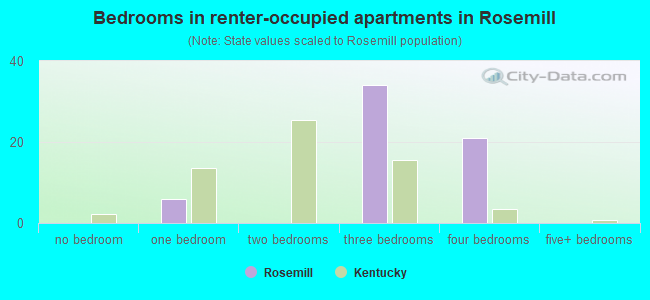 Bedrooms in renter-occupied apartments in Rosemill