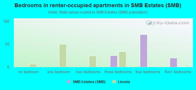 Bedrooms in renter-occupied apartments in SMB Estates (SMB)