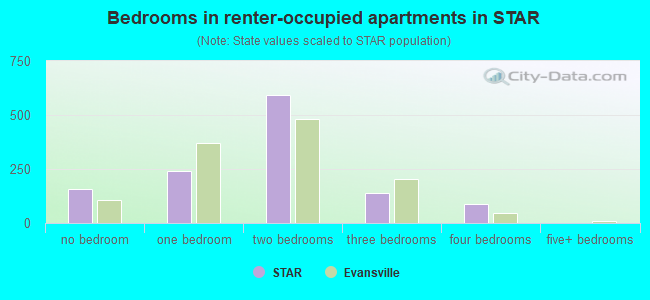 Bedrooms in renter-occupied apartments in STAR
