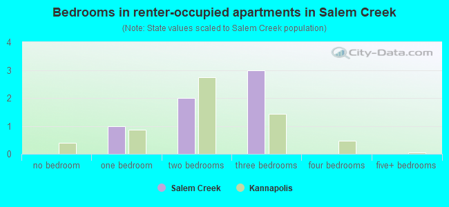 Bedrooms in renter-occupied apartments in Salem Creek