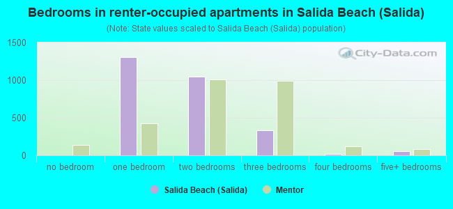 Bedrooms in renter-occupied apartments in Salida Beach (Salida)