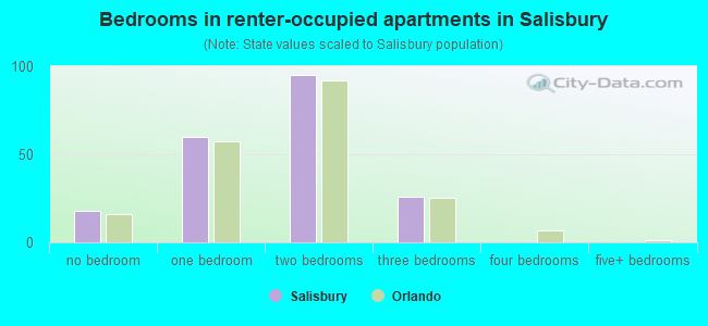 Bedrooms in renter-occupied apartments in Salisbury