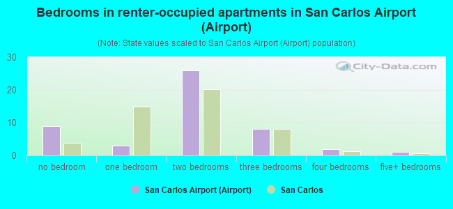 Bedrooms in renter-occupied apartments in San Carlos Airport (Airport)