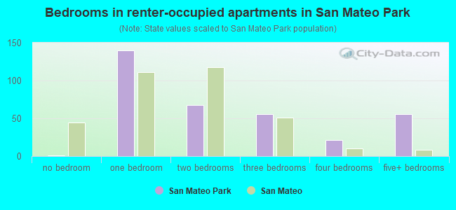 Bedrooms in renter-occupied apartments in San Mateo Park