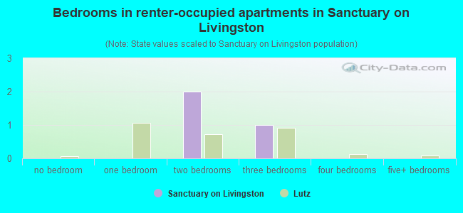 Bedrooms in renter-occupied apartments in Sanctuary on Livingston