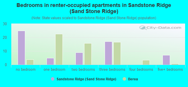 Bedrooms in renter-occupied apartments in Sandstone Ridge (Sand Stone Ridge)