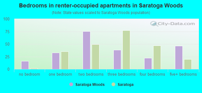 Bedrooms in renter-occupied apartments in Saratoga Woods