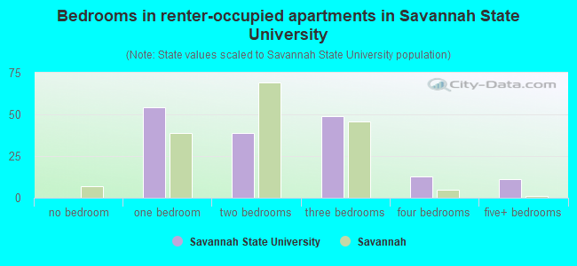 Bedrooms in renter-occupied apartments in Savannah State University