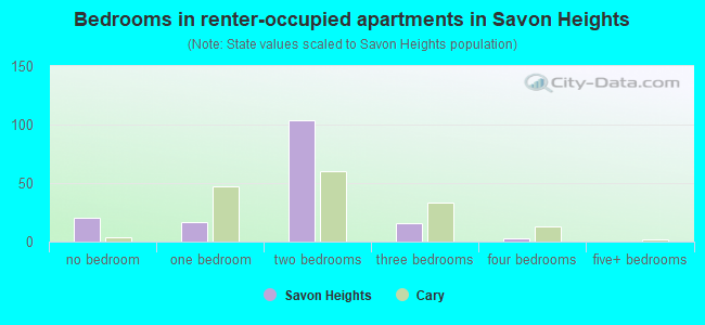 Bedrooms in renter-occupied apartments in Savon Heights