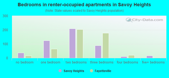 Bedrooms in renter-occupied apartments in Savoy Heights