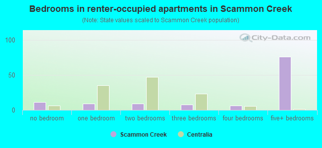 Bedrooms in renter-occupied apartments in Scammon Creek