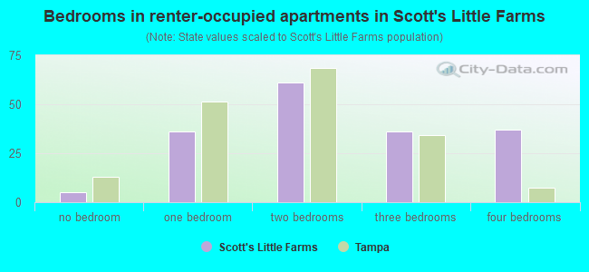 Bedrooms in renter-occupied apartments in Scott's Little Farms