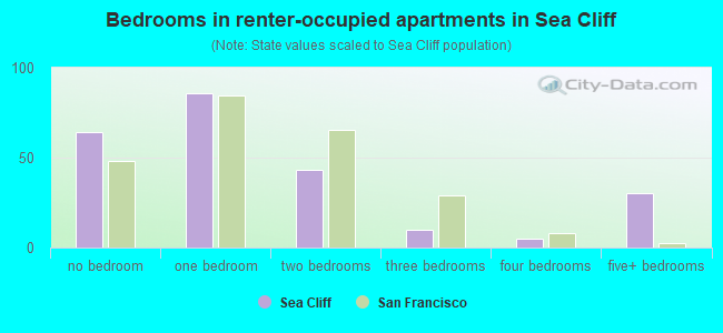 Bedrooms in renter-occupied apartments in Sea Cliff