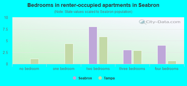 Bedrooms in renter-occupied apartments in Seabron