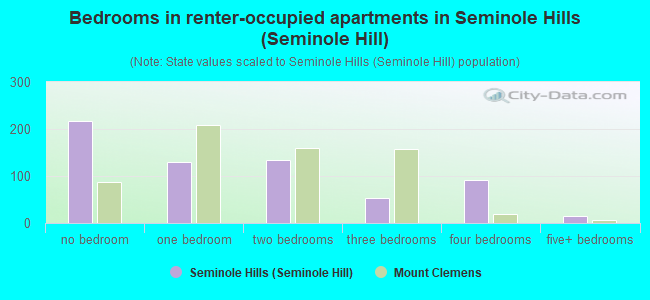 Bedrooms in renter-occupied apartments in Seminole Hills (Seminole Hill)