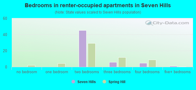 Bedrooms in renter-occupied apartments in Seven Hills