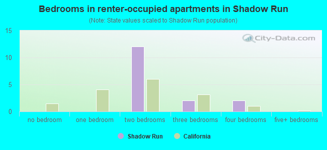 Bedrooms in renter-occupied apartments in Shadow Run