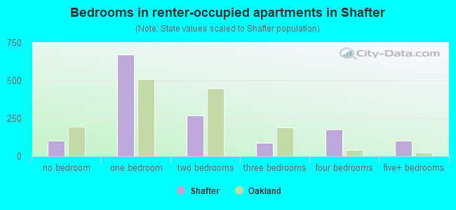 Bedrooms in renter-occupied apartments in Shafter