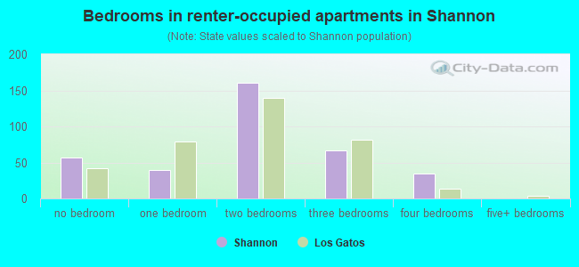 Bedrooms in renter-occupied apartments in Shannon