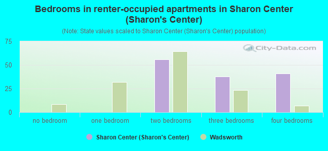 Bedrooms in renter-occupied apartments in Sharon Center (Sharon's Center)