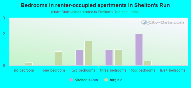 Bedrooms in renter-occupied apartments in Shelton's Run