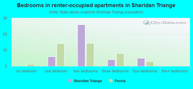 Bedrooms in renter-occupied apartments in Sheridan Triange