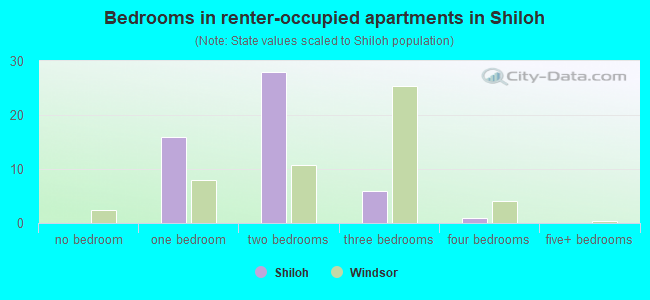 Bedrooms in renter-occupied apartments in Shiloh
