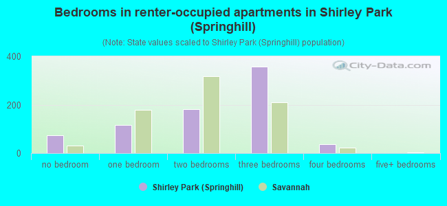 Bedrooms in renter-occupied apartments in Shirley Park (Springhill)