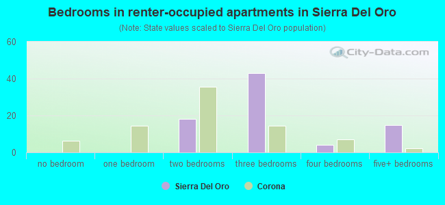 Bedrooms in renter-occupied apartments in Sierra Del Oro