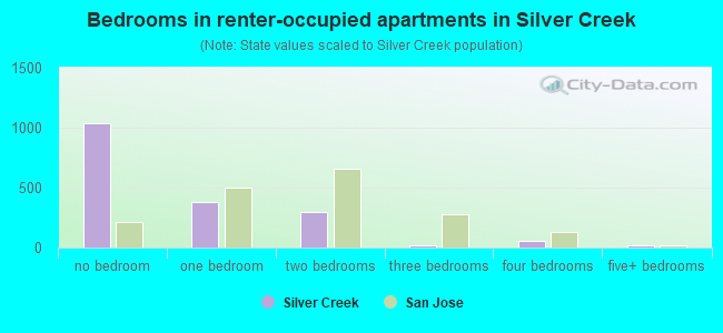 Bedrooms in renter-occupied apartments in Silver Creek