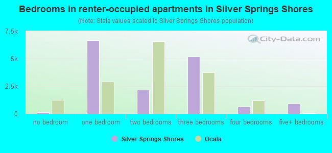Bedrooms in renter-occupied apartments in Silver Springs Shores