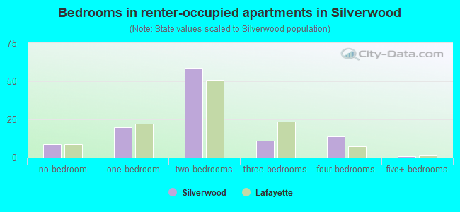 Bedrooms in renter-occupied apartments in Silverwood