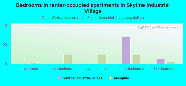 Bedrooms in renter-occupied apartments in Skyline Industrial Village