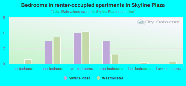 Bedrooms in renter-occupied apartments in Skyline Plaza