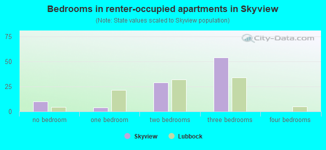 Bedrooms in renter-occupied apartments in Skyview