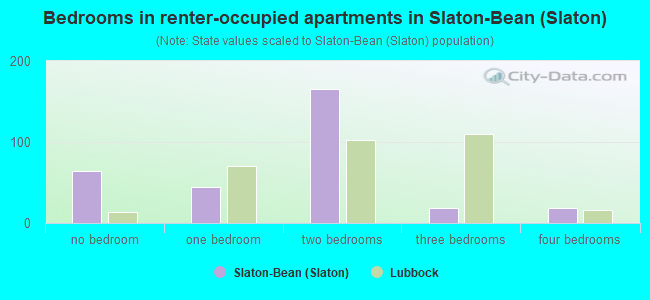 Bedrooms in renter-occupied apartments in Slaton-Bean (Slaton)