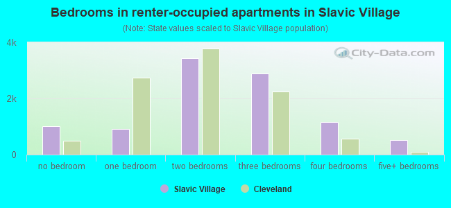 Bedrooms in renter-occupied apartments in Slavic Village