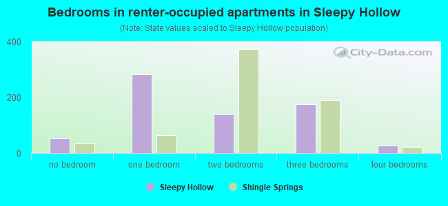 Bedrooms in renter-occupied apartments in Sleepy Hollow