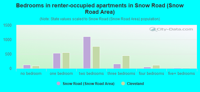 Bedrooms in renter-occupied apartments in Snow Road (Snow Road Area)