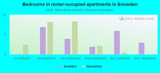 Bedrooms in renter-occupied apartments in Snowden