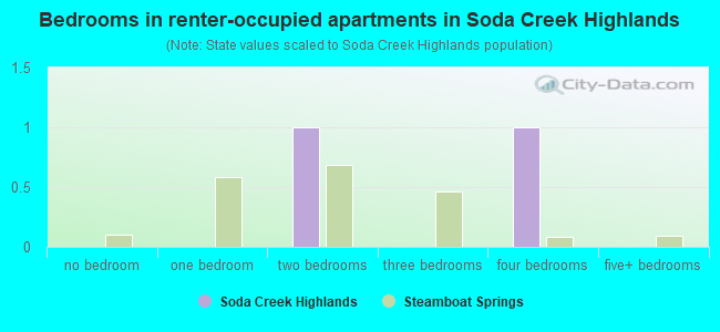 Bedrooms in renter-occupied apartments in Soda Creek Highlands