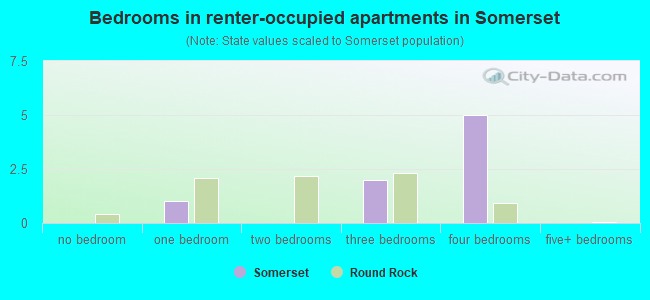 Bedrooms in renter-occupied apartments in Somerset