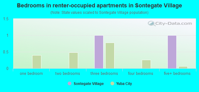 Bedrooms in renter-occupied apartments in Sontegate Village